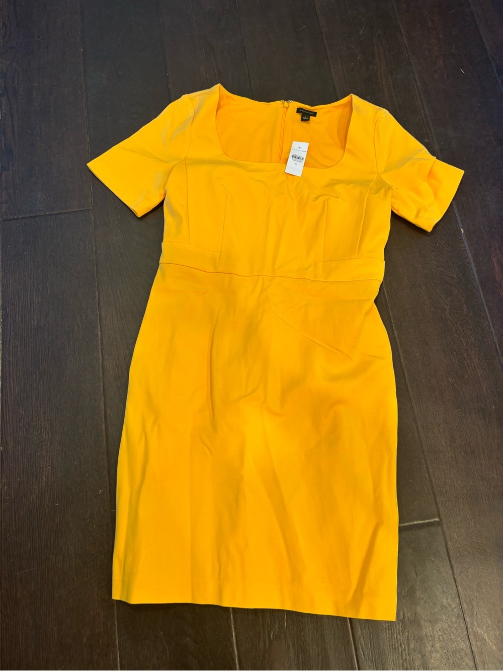 Ann Taylor Vibrant Yellow Scoop-Neck Sheath Dress